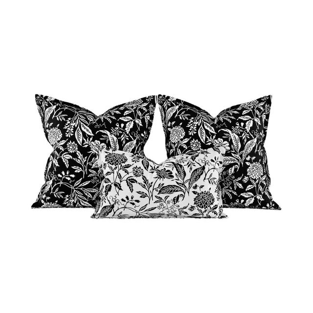 Premier Prints MM Designs Black White Botanical Floral Leaf Leaves Pillow Covers- 3 Pc Set For Sale - Image 10 of 10