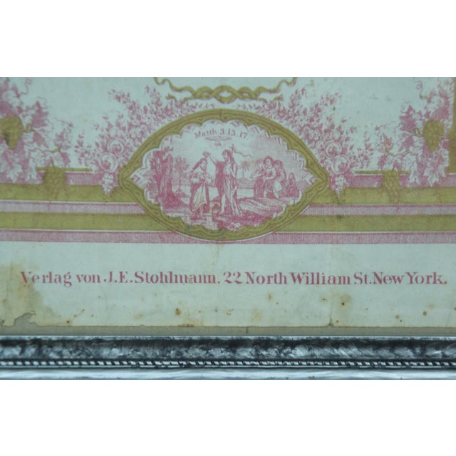1873 Antique Framed German Taufschein Birth Baptismal Certificate Fraktur For Sale - Image 10 of 13