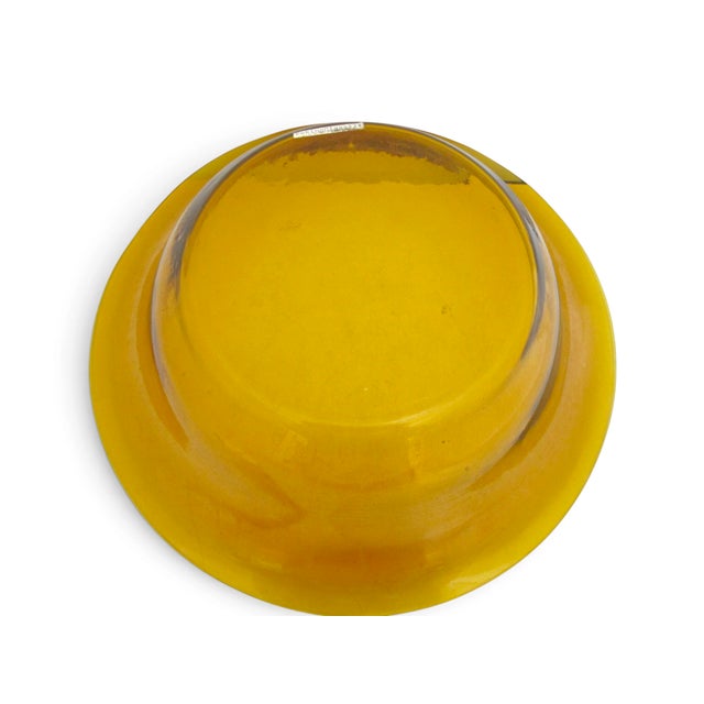 Glass Chinese Amber Yellow Clear Peking Glass Large Rimmed Bowl For Sale - Image 7 of 8