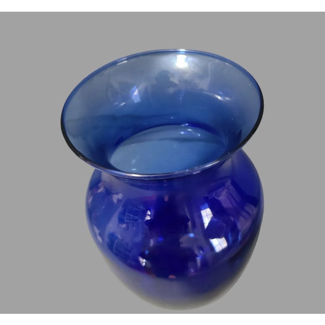Late 20th Century Vintage Bohemian Cobalt Blue Glass Vase For Sale - Image 5 of 6