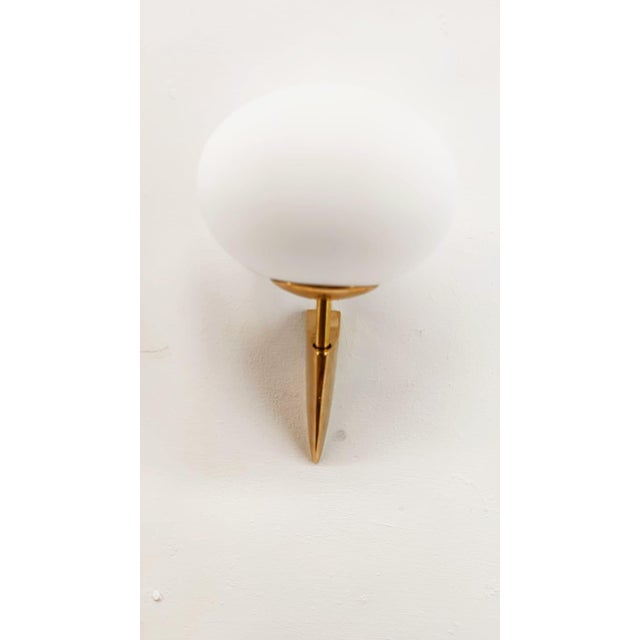 Brass Wall Light with Oval Glass Details For Sale - Image 4 of 12