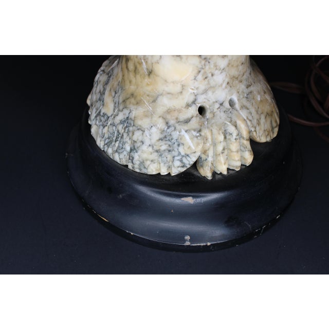 Art Deco Marble Stone Empire Style Cream and Gray Carved Table Lamp Circa 1920s For Sale - Image 3 of 8