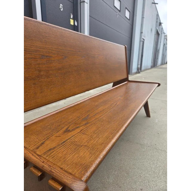French Art Deco Wooden Bench, 1950s