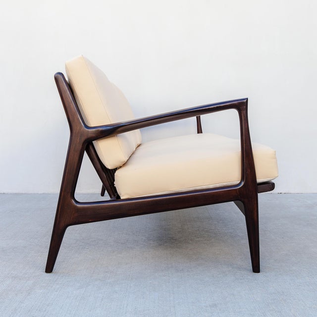 Restored Ib Kofod-Larsen for Selig Danish Modern Three Seat Sculptural "Blade" Sofa in Leather For Sale - Image 14 of 18
