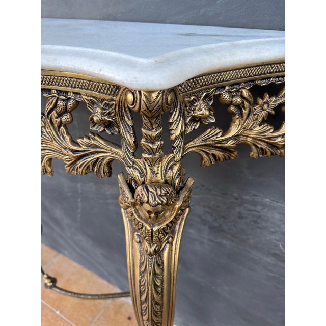 1940s Neoclassical Gilt Bronze and Marble Console Table with Eagle Motif, 1940s For Sale - Image 5 of 9