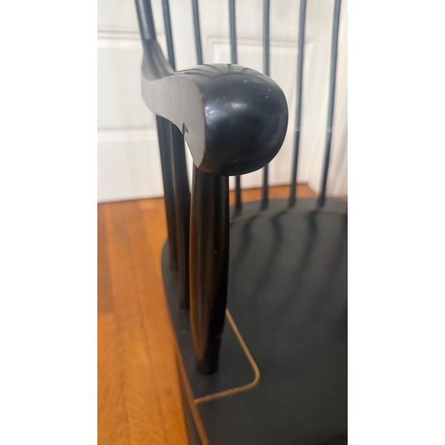 1980s Nichols & Stone Hand-Painted Windsor Rocking Chair, Black & Gold Stencil, Gardner Massachusetts For Sale - Image 9 of 13