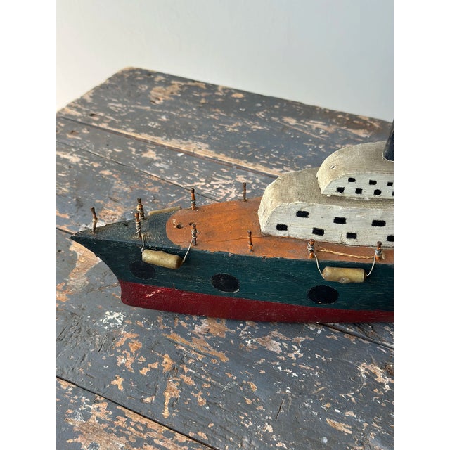 Vintage Folk Art Ship Sculpture, Circa 1930s For Sale - Image 13 of 18