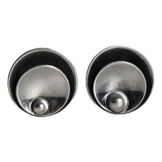 Vintage Sterling Silver Earclips by Hermann Siersbøl, 1950s, Set of 2 For Sale