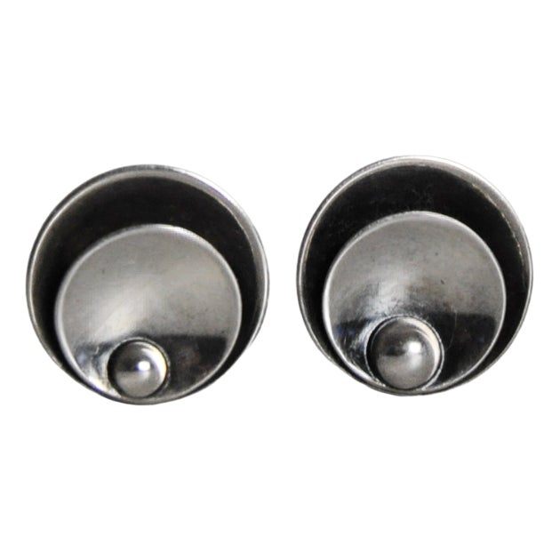 Vintage Sterling Silver Earclips by Hermann Siersbøl, 1950s, Set of 2 For Sale