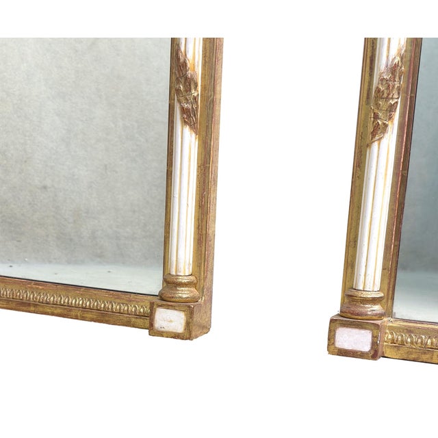 Hollywood Regency Antique Painted and Gilded Pier Mirrors, 1820, Set of 2 For Sale - Image 3 of 15