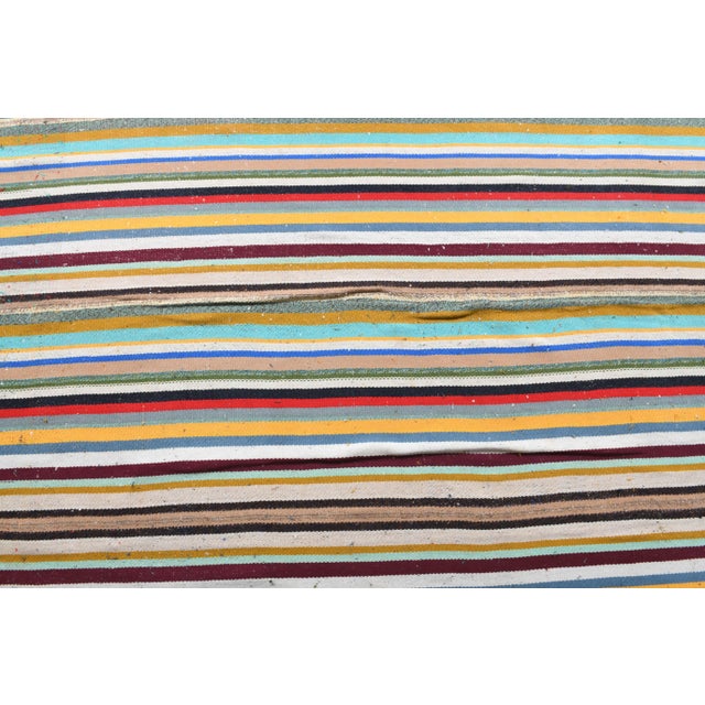 Vintage Turkish Hand-Knotted Wool Cotton Beige Kilim Area Rug For Sale - Image 9 of 10