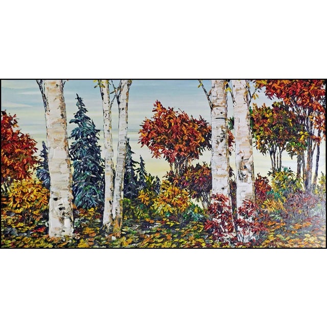 "Autumn's Arrival" framed Original Acrylic on Canvas by Maya Eventov Hand Signed by the Artist museum mounted, matted and...