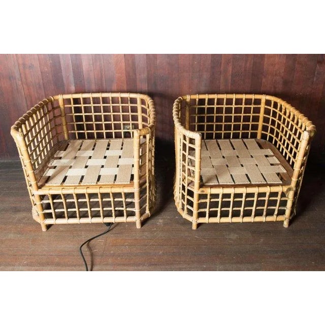 1970s Henry Olko Mid-Century Modern Square Series Rattan Armchairs - A Pair For Sale - Image 9 of 12