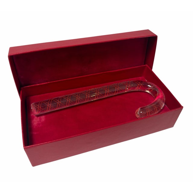 Glass Rare Signed Steuben Crystal Latticino Candy Cane W Original Box For Sale - Image 7 of 7