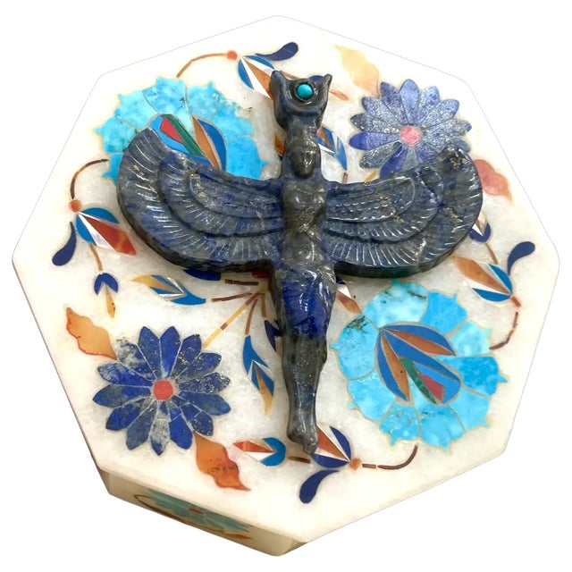 Ooak, Natural Gems, Goddess Isis, Marble Box For Sale - Image 9 of 9