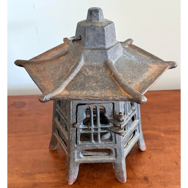 1960s Japanese Cast Iron Pagoda Candle Holder Lantern For Sale - Image 5 of 10