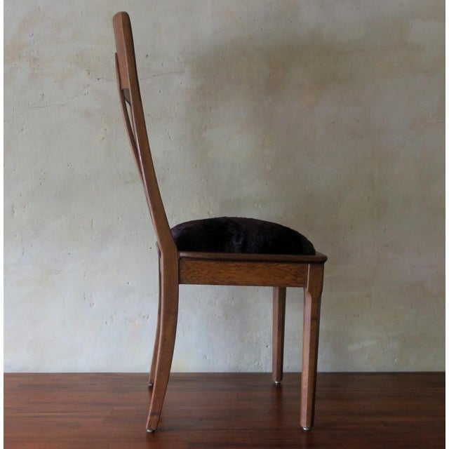 Art Nouveau Side Chair in Oak and Royal Purple Velvet, 1900s For Sale - Image 16 of 17