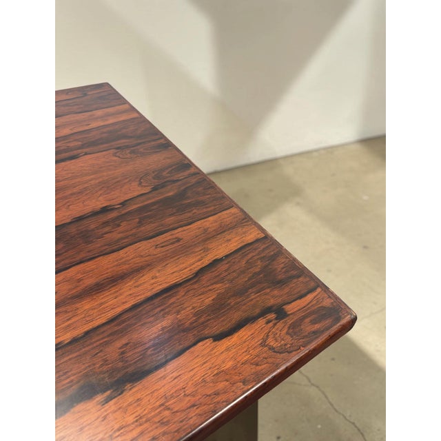 Brown Scandinavian Indonesian Rosewood Coffee Table on Wheels with Magazine Rack, 1960s For Sale - Image 8 of 10