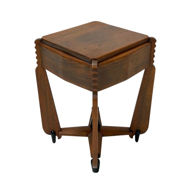 Wood Art Deco Amsterdam School Side Table from Architect Christiaan Bartels, 1920s For Sale - Image 7 of 17