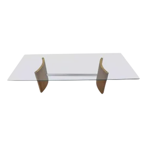 Selig Style Danish Modern Walnut Chrome Glass Propeller Coffee Table