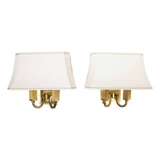 French Neoclassical Brass Wall Lights, 1980s, Set of 2 For Sale
