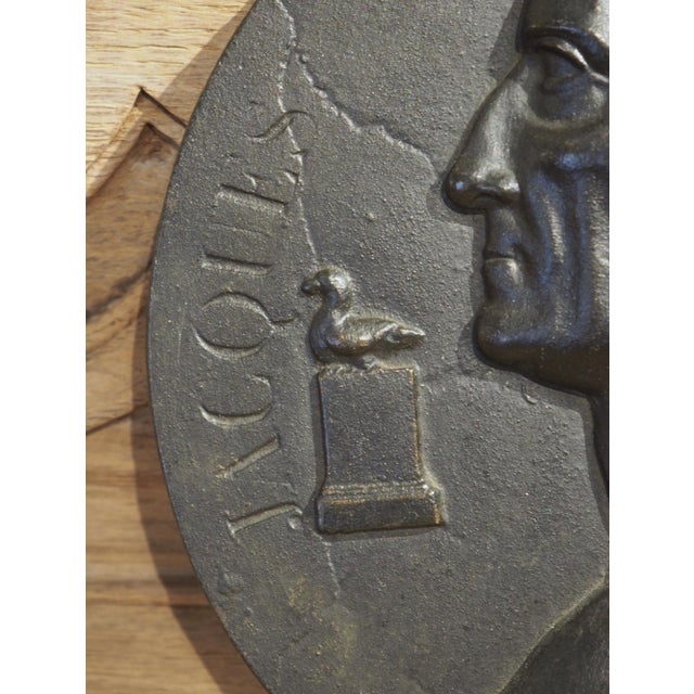 19th Century French Cast Iron Profile of Jacques De Vaucanson, Diam. 9 Inches For Sale In Dallas - Image 6 of 12