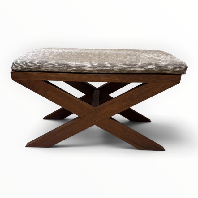 Beautifully crafted bench in a classic x-form. Custom made fitted with an upholstered seat affixed with snaps. A perfect...