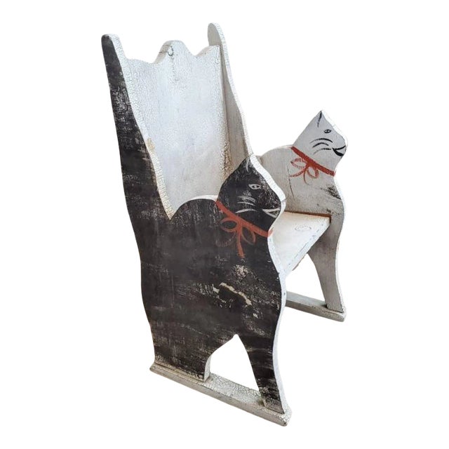 Antique American Painted Cat Childs Chair For Sale