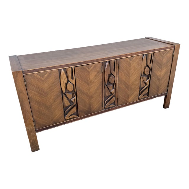 Mid Century Brutalist Credenza by United Furniture Corporation For Sale