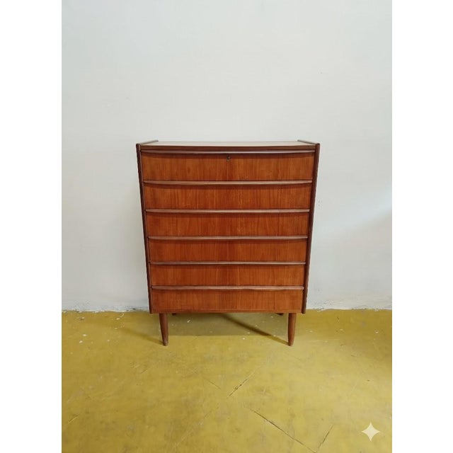 Brown Vintage Danish Teak Chest of 6 Drawers, 1950s For Sale - Image 8 of 8