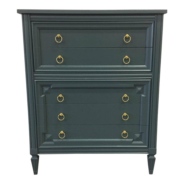 1960s Mid Century Modern Thomasville Dark Gray Wood Chest Of
