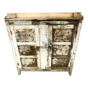 Rustic Antique Pine Pie Safe With Twelve Punched Tin Side Panels