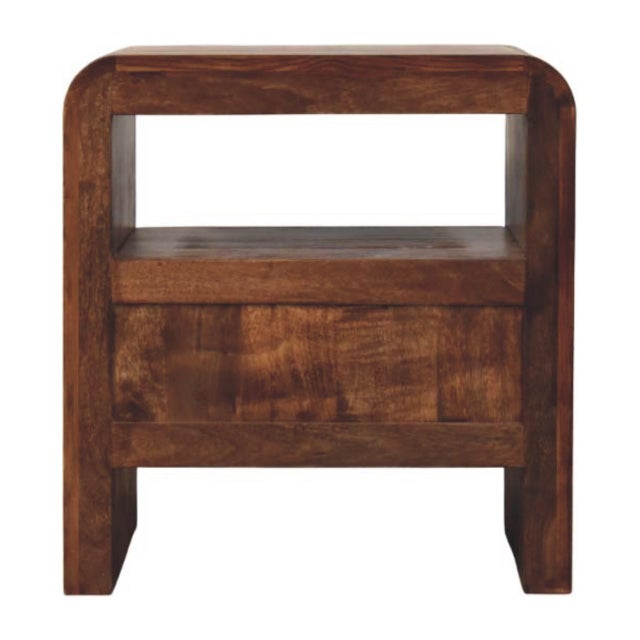 Wood Tiger Oak and Mango Wood 1-Drawer Open-Shelf Nightstand For Sale - Image 7 of 8