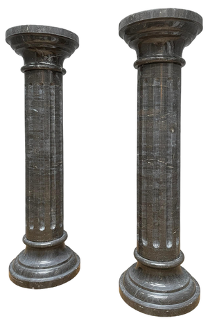 Columns in Black Belgian Fossil Marble, Set of 2