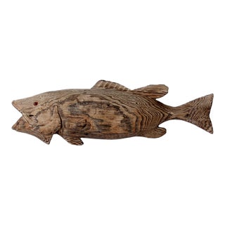 Vintage Wooden Fish Sign For Sale