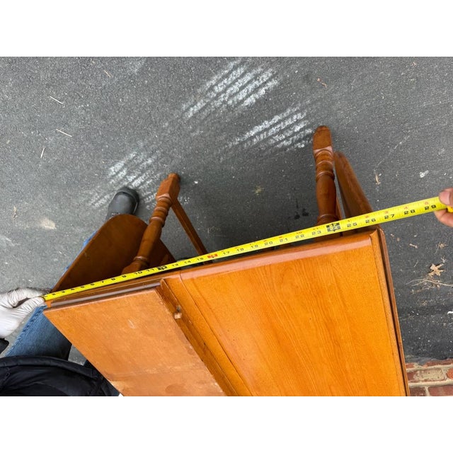 Wood Vintage Art Decor Style Solid Hard Rock Maple Butter Fly Leave Dining Table For Sale - Image 7 of 16