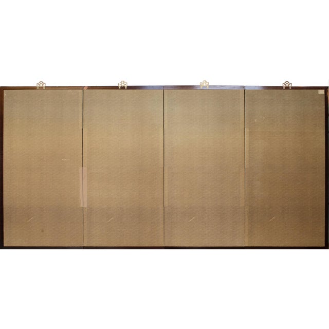 C. 1970s Japanese Style Monochrome Silk Screen "Egrets and Moon" For Sale - Image 16 of 17