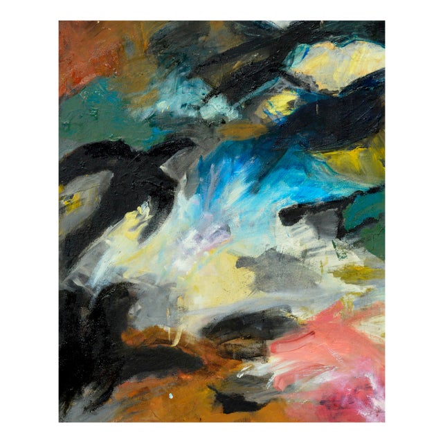 Crows On The Field - Abstract Expressionist Composition in Oil on Canvas Compelling abstract expressionist painting "Crows...