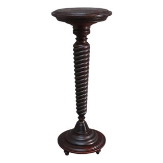 Rj Horner Carved Mahogany Twisted Column Sculpture Stand C1900 For Sale