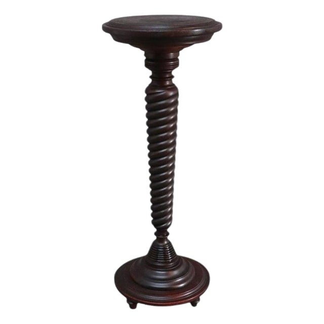 Rj Horner Carved Mahogany Twisted Column Sculpture Stand C1900 For Sale