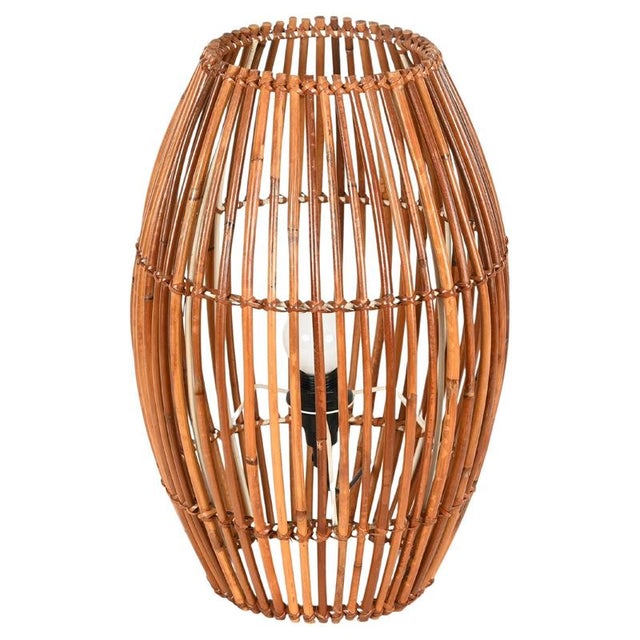 Mid-Century Table Lamp in Bamboo and Rattan attributed to Franco Albini, Italy, 1960s For Sale - Image 12 of 12