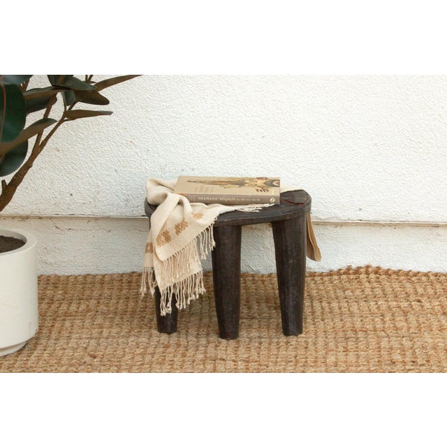 Brown Bold Dark Brown Carved Nupe End Table For Sale - Image 8 of 8