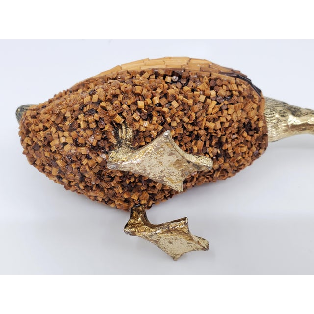 Sculpture Pair - Rare 1970s Tarzia Hand Made Italian Brass Ducks With African Bamboo Beads by Tarzia Firenze Italy For Sale - Image 12 of 14