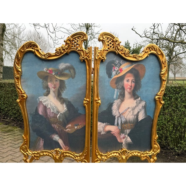 1960 French Louis XVI Gold Beech Room Divider Screen 2-Panel For Sale - Image 6 of 17