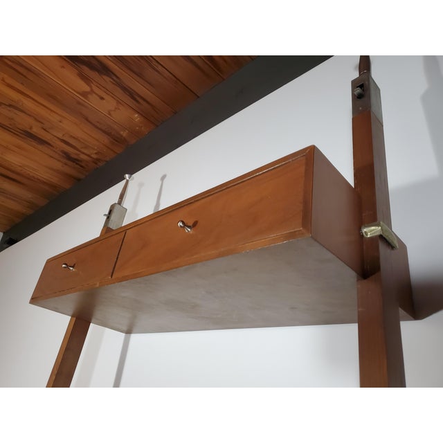 Mid Century Modern Tension Pole Wall Shelving Unit Chairish