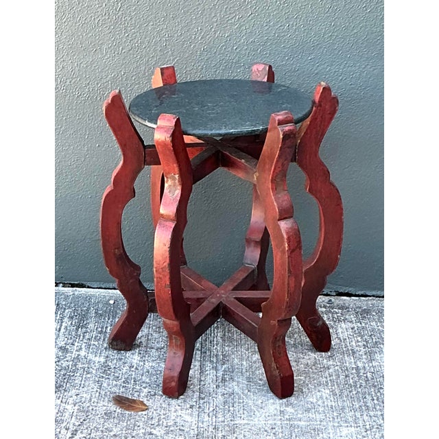 Mid 20th Century Vintage Stone Top Side Table For Sale - Image 5 of 12