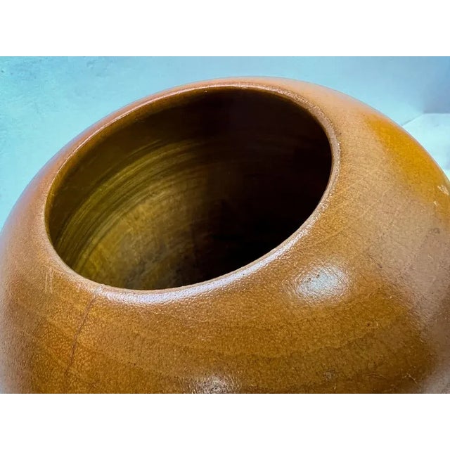 Tan Mid-Century Turned Teak Vase, 1960s For Sale - Image 8 of 12