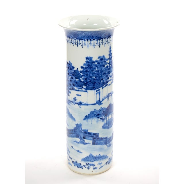 Blue and White Chinoiserie Decorated Porcelain Tableware Vase Chinese, Late 19th For Sale - Image 10 of 10