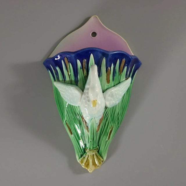 Pair Majolica Swan Wall Pockets For Sale - Image 6 of 9