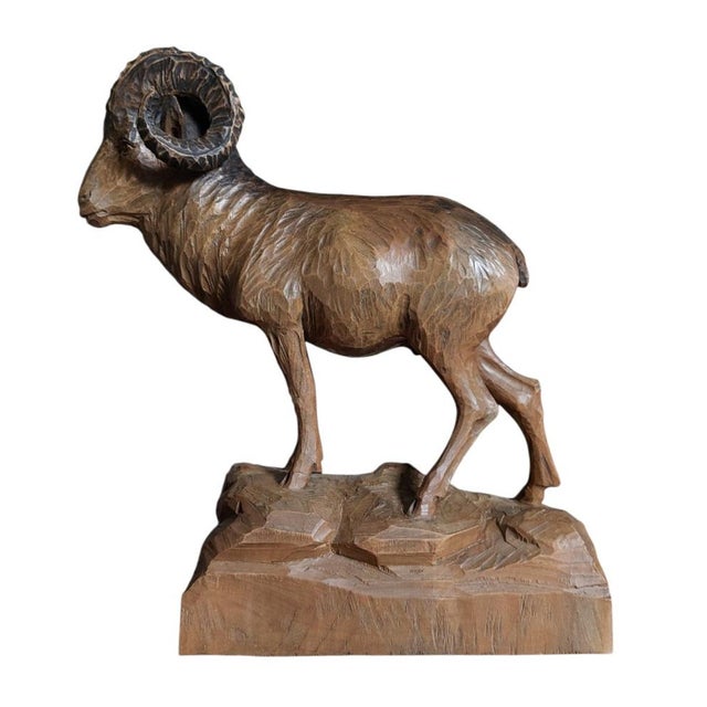 Black Forest Sculpture Ibex in Wood, 1920s For Sale - Image 9 of 9